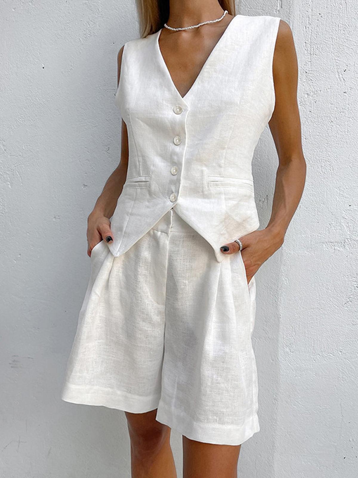Conjunto de Chaleco y Pantalón de Lino