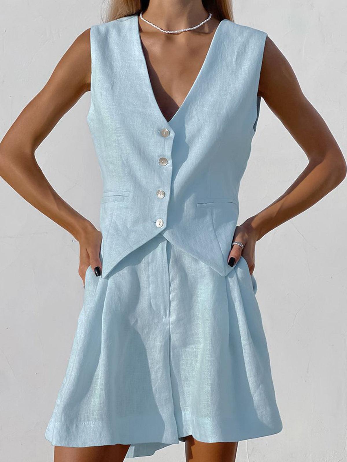 Conjunto de Chaleco y Pantalón de Lino
