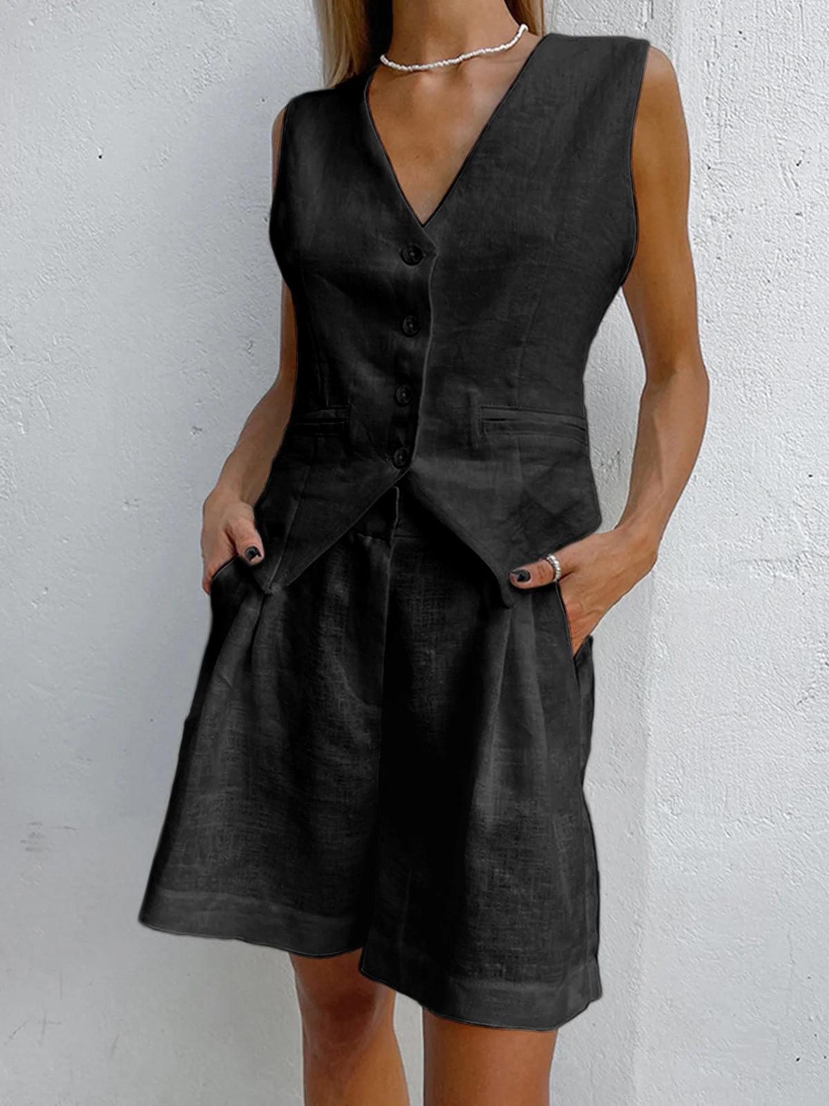 Conjunto de Chaleco y Pantalón de Lino