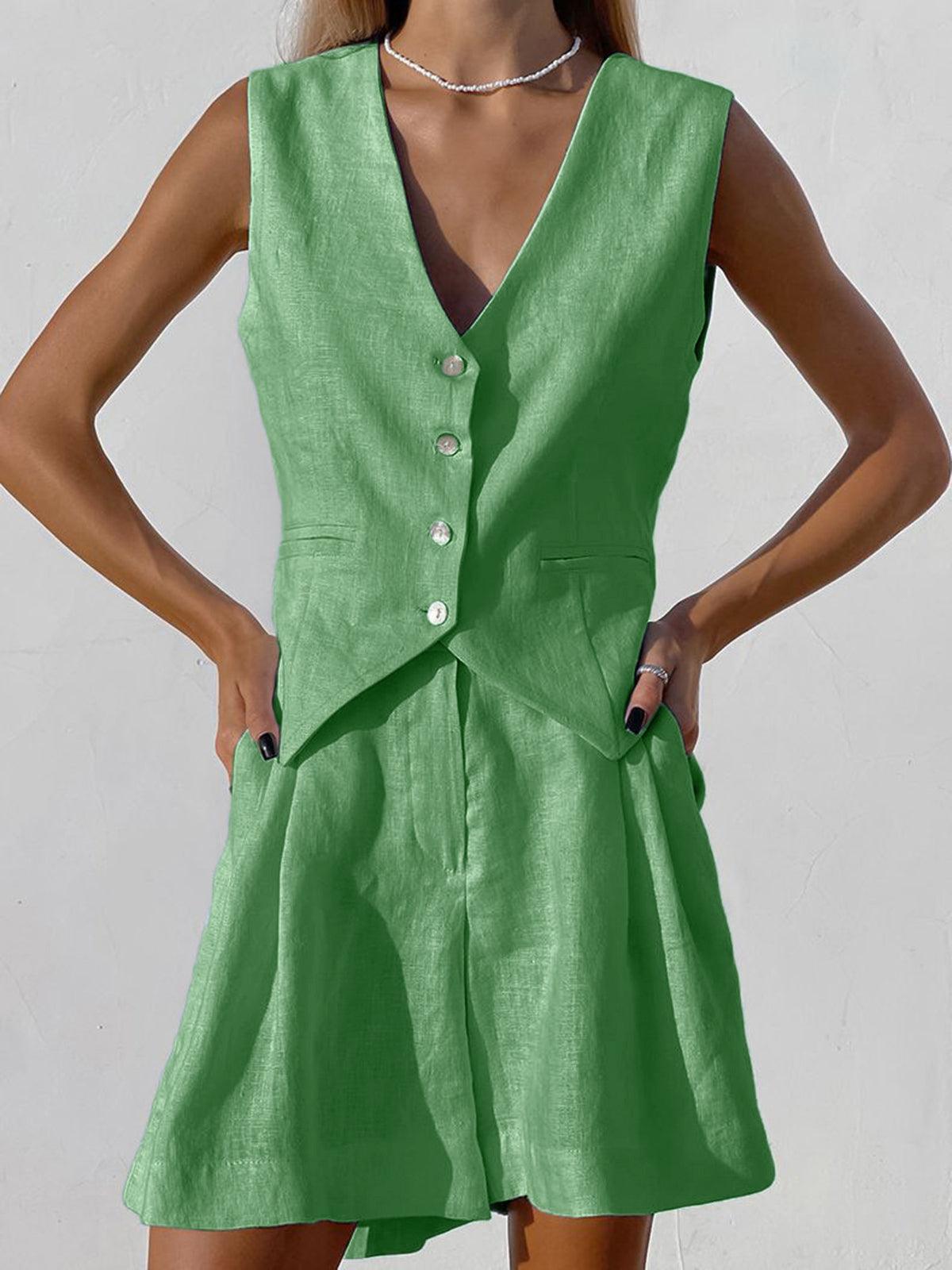 Conjunto de Chaleco y Pantalón de Lino