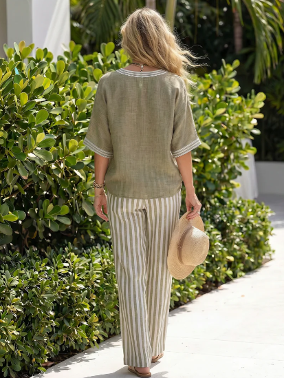 Conjunto de Dos Piezas con Pantalón Palazzo a Raya