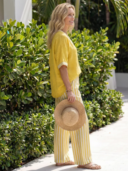 Conjunto de Dos Piezas con Pantalón Palazzo a Raya