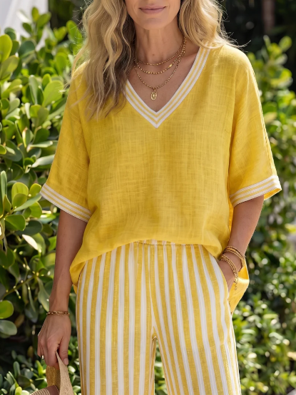 Conjunto de Dos Piezas con Pantalón Palazzo a Raya