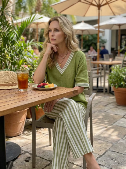 Conjunto de Dos Piezas con Pantalón Palazzo a Raya