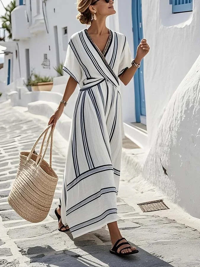 Vestido Largo Mediterráneo de Rayas
