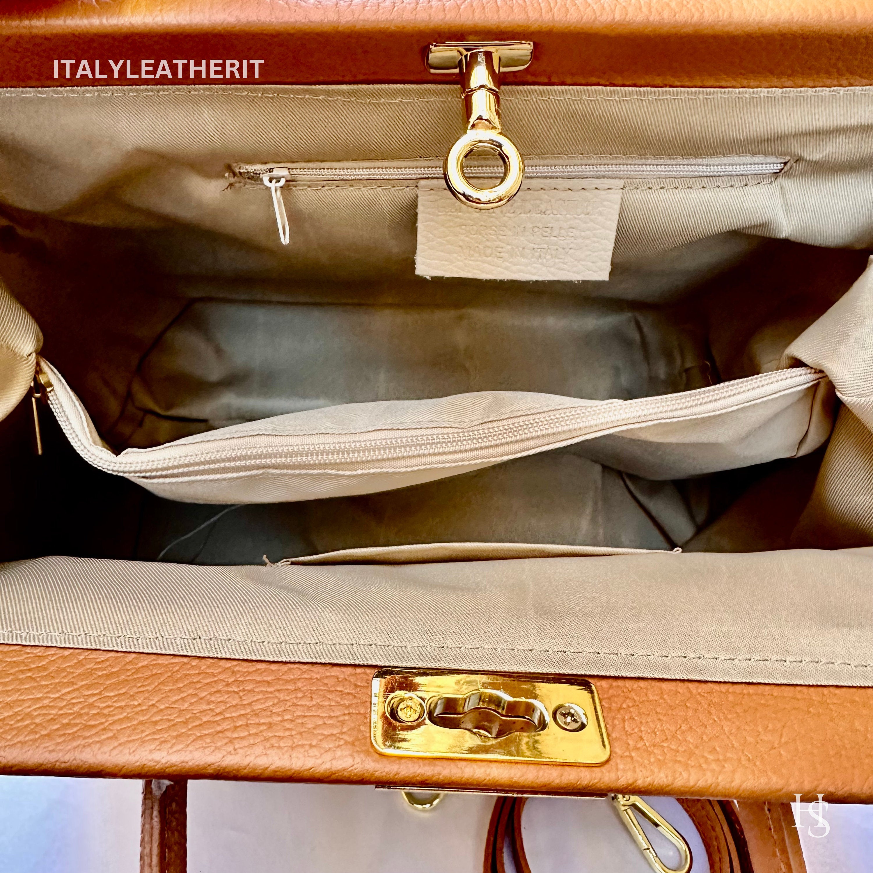 Bolsos de piel italiano hechos a mano para mujer.