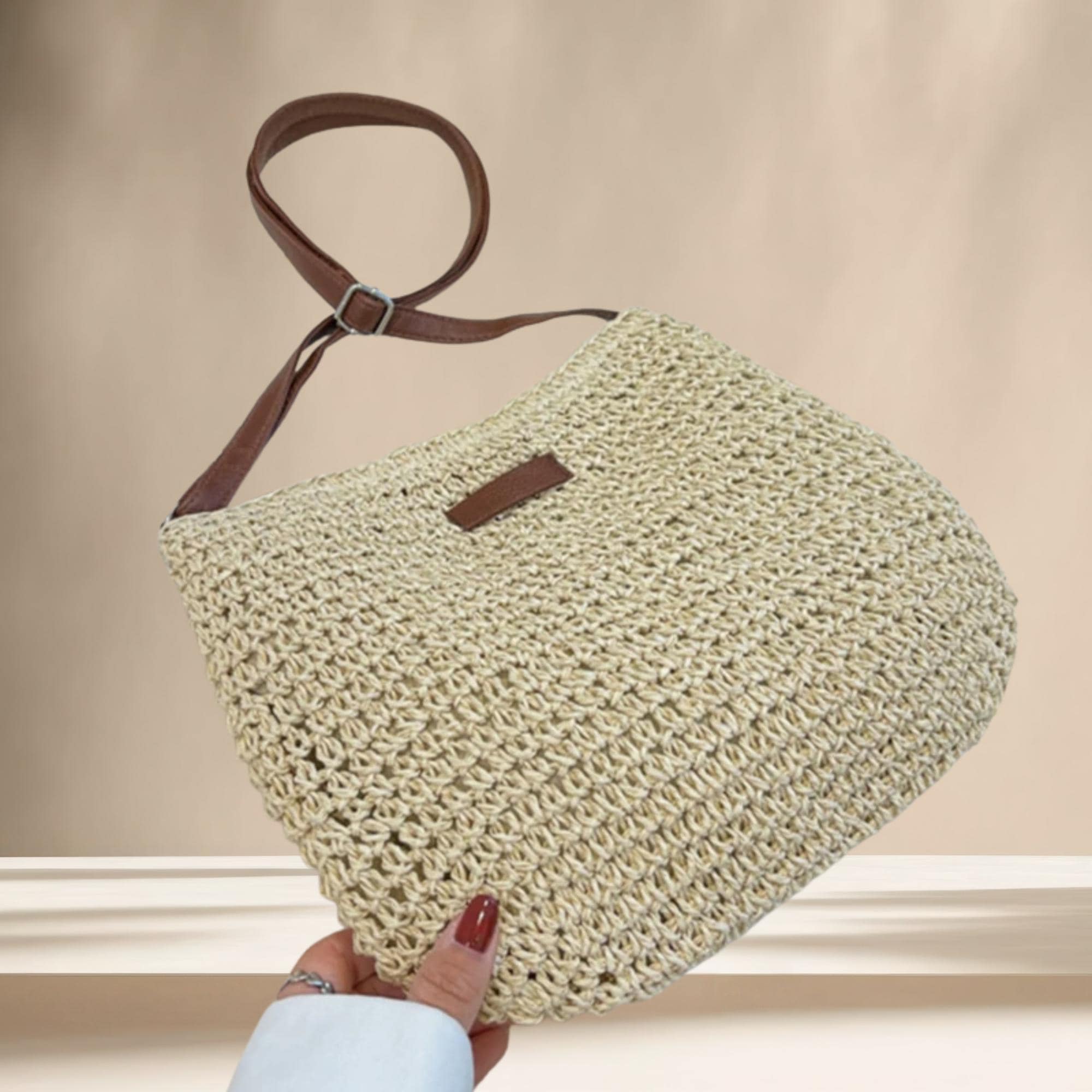 Bolso bandolera de paja tejida, bohemio.