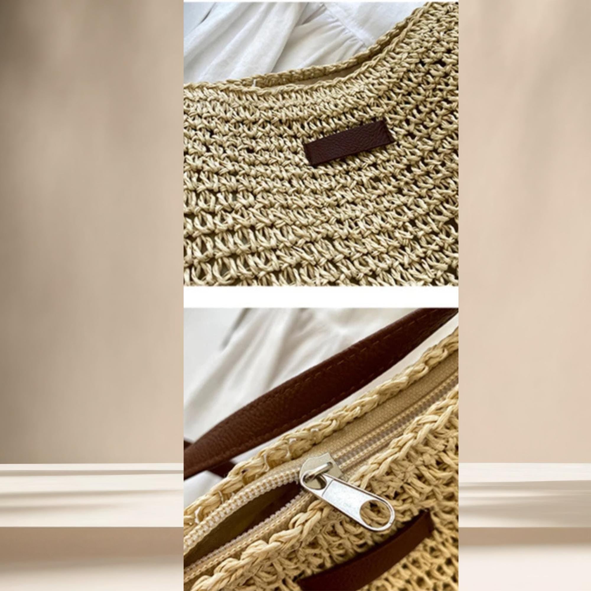 Bolso bandolera de paja tejida, bohemio.