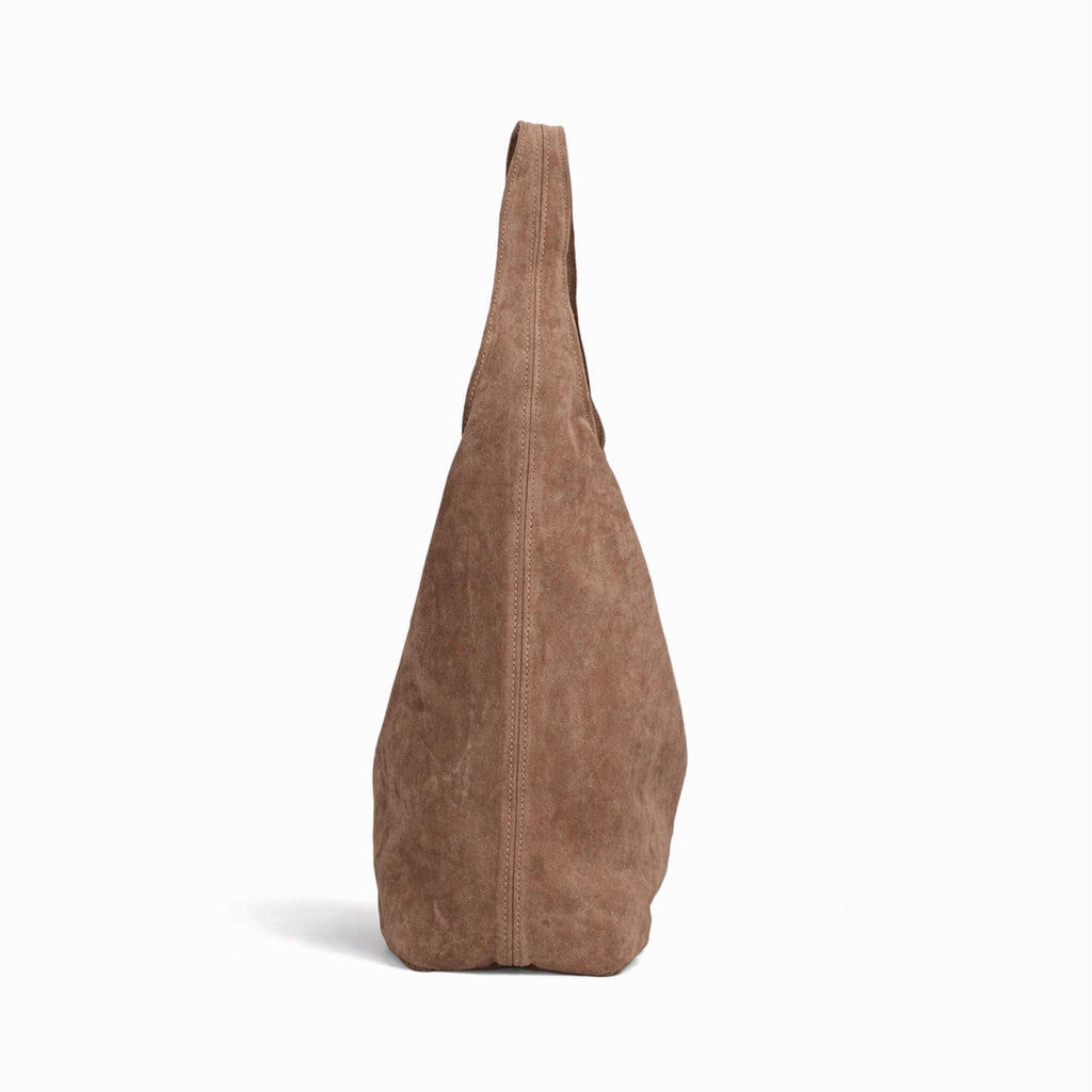 Bolso de piel de ante auténtica italiana, bolso grande para llevar a diario.