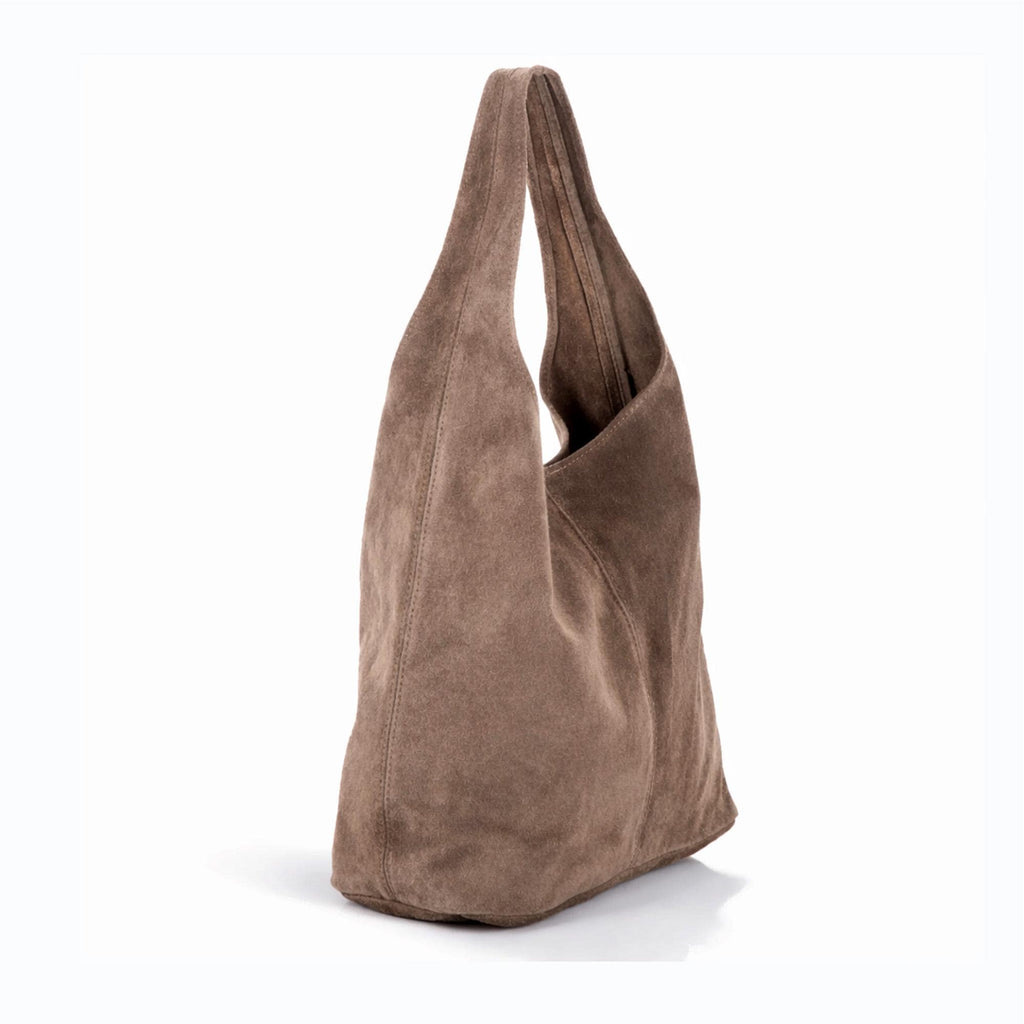 Bolso de piel de ante auténtica italiana, bolso grande para llevar a diario.