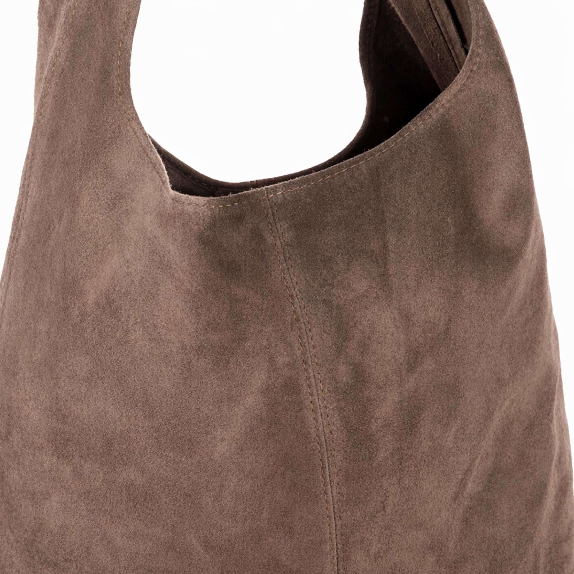 Bolso de piel de ante auténtica italiana, bolso grande para llevar a diario.