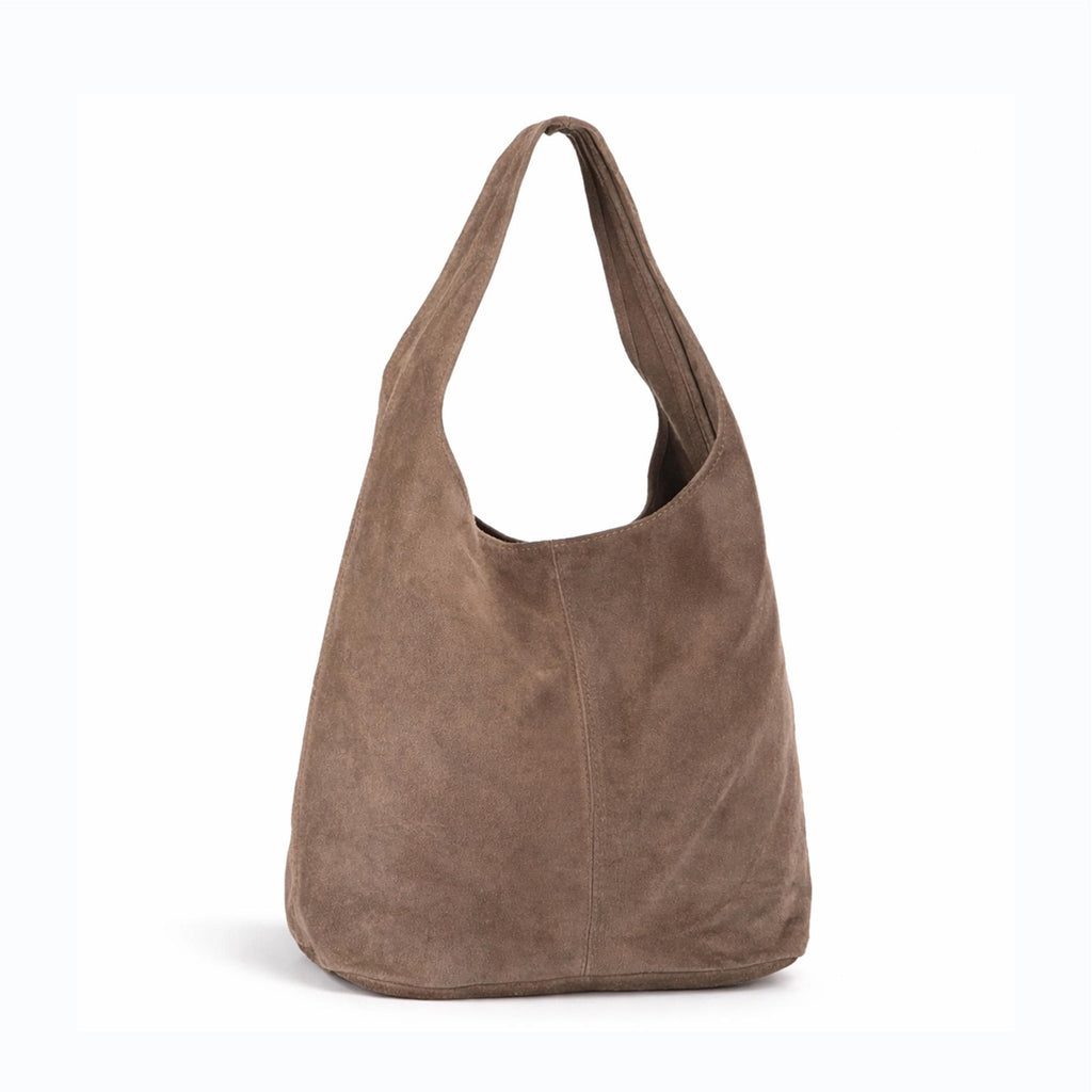 Bolso de piel de ante auténtica italiana, bolso grande para llevar a diario.