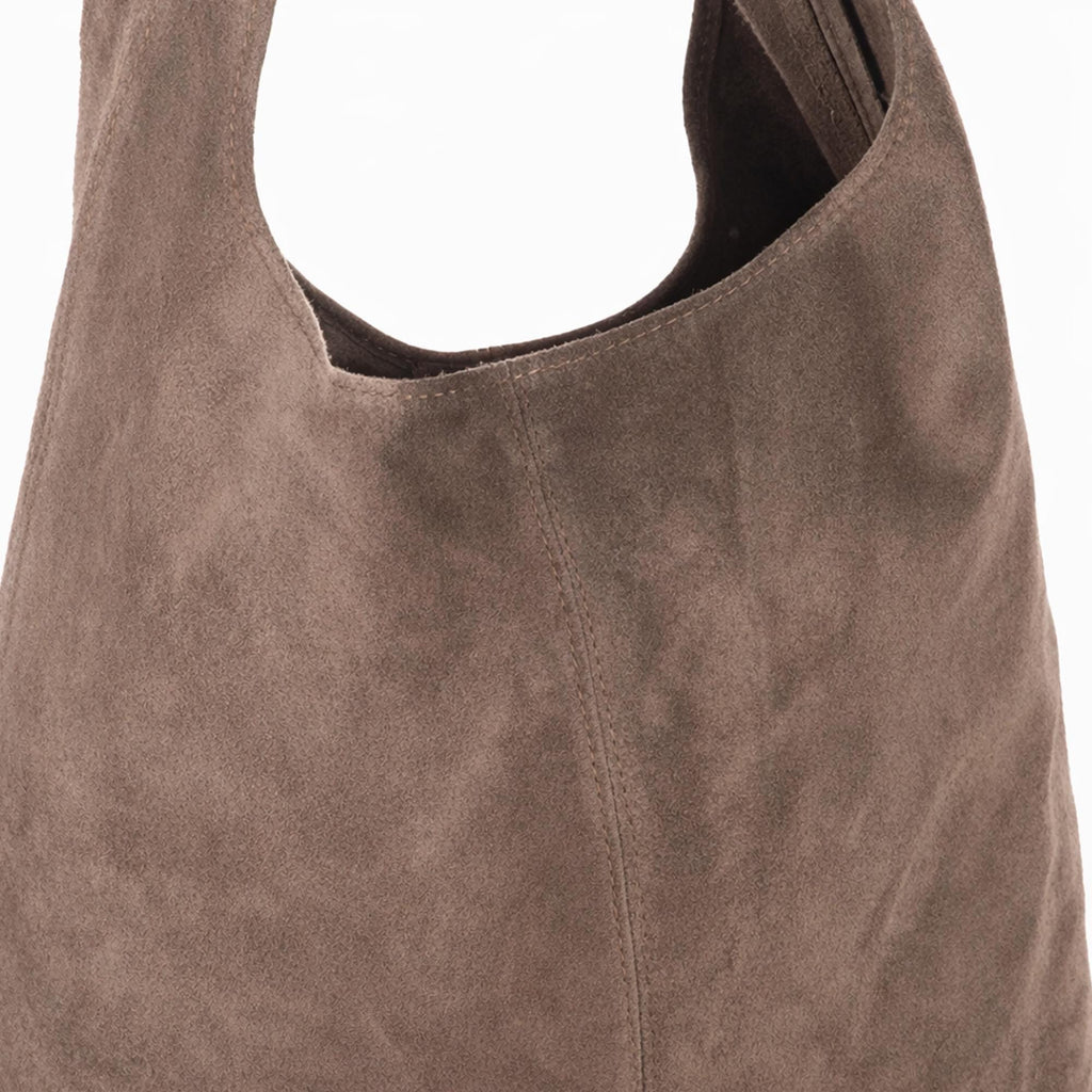 Bolso de piel de ante auténtica italiana, bolso grande para llevar a diario.