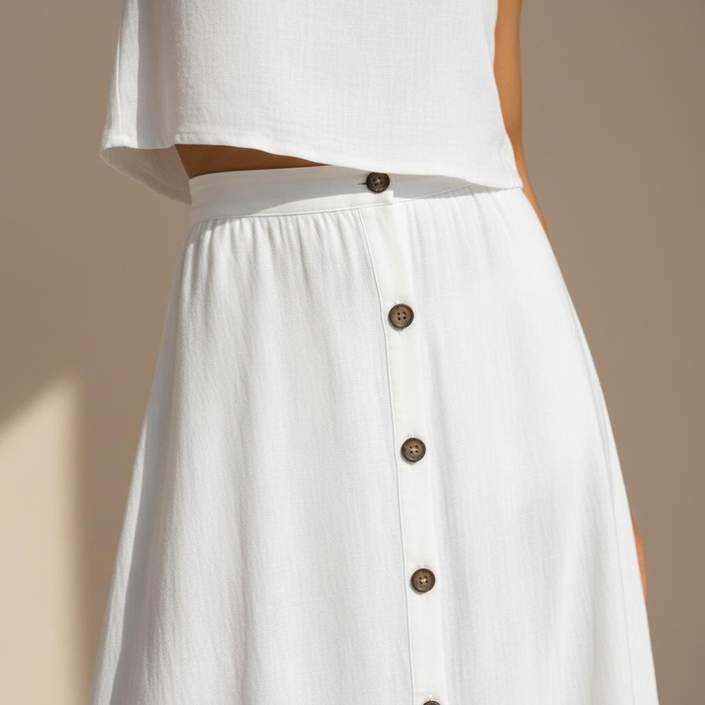Conjunto blanco de dos piezas para mujer.