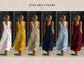 Vestido largo de lino y algodón para mujer