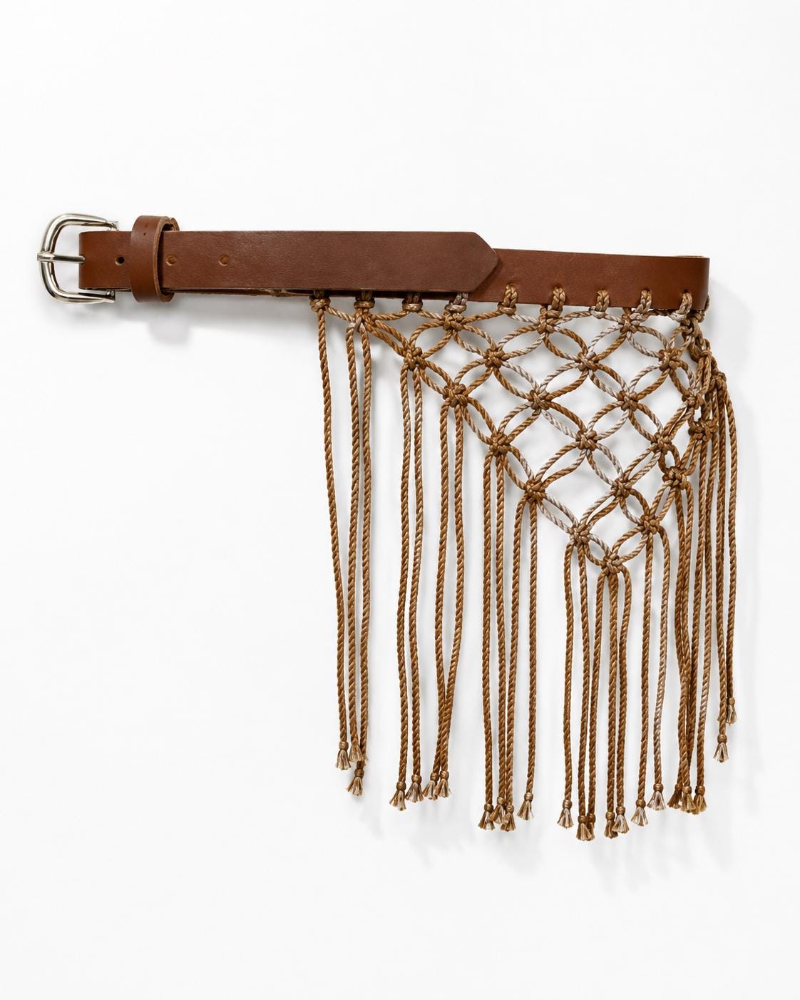 Cinturón de macramé con borlas para mujer