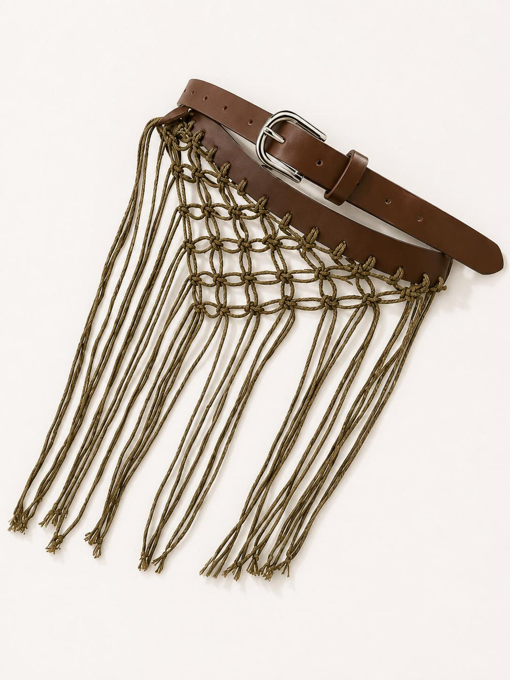 Cinturón de macramé con borlas para mujer