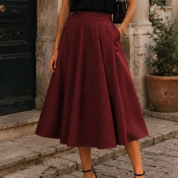 Falda elegante de estilo bohemio acampanada