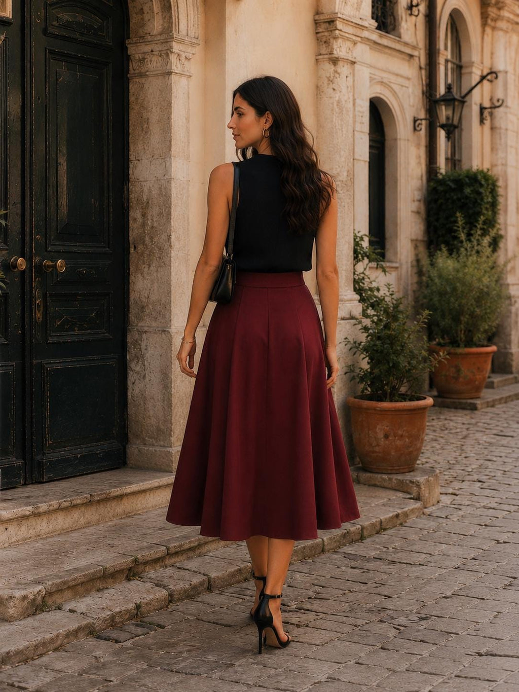 Falda elegante de estilo bohemio acampanada