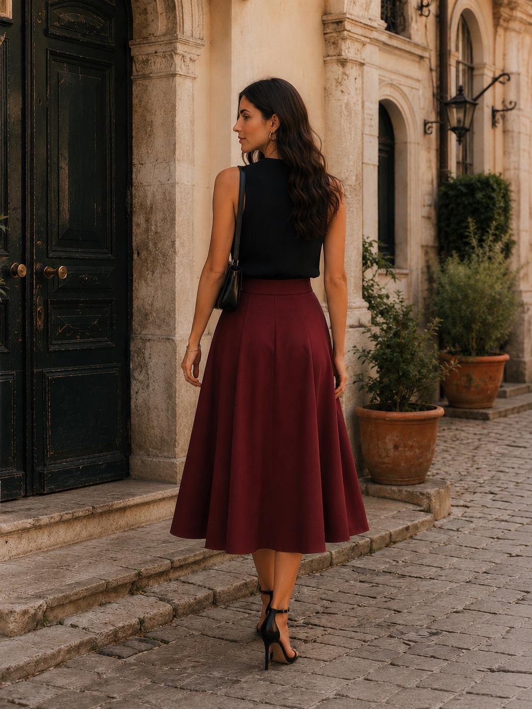 Falda elegante de estilo bohemio acampanada