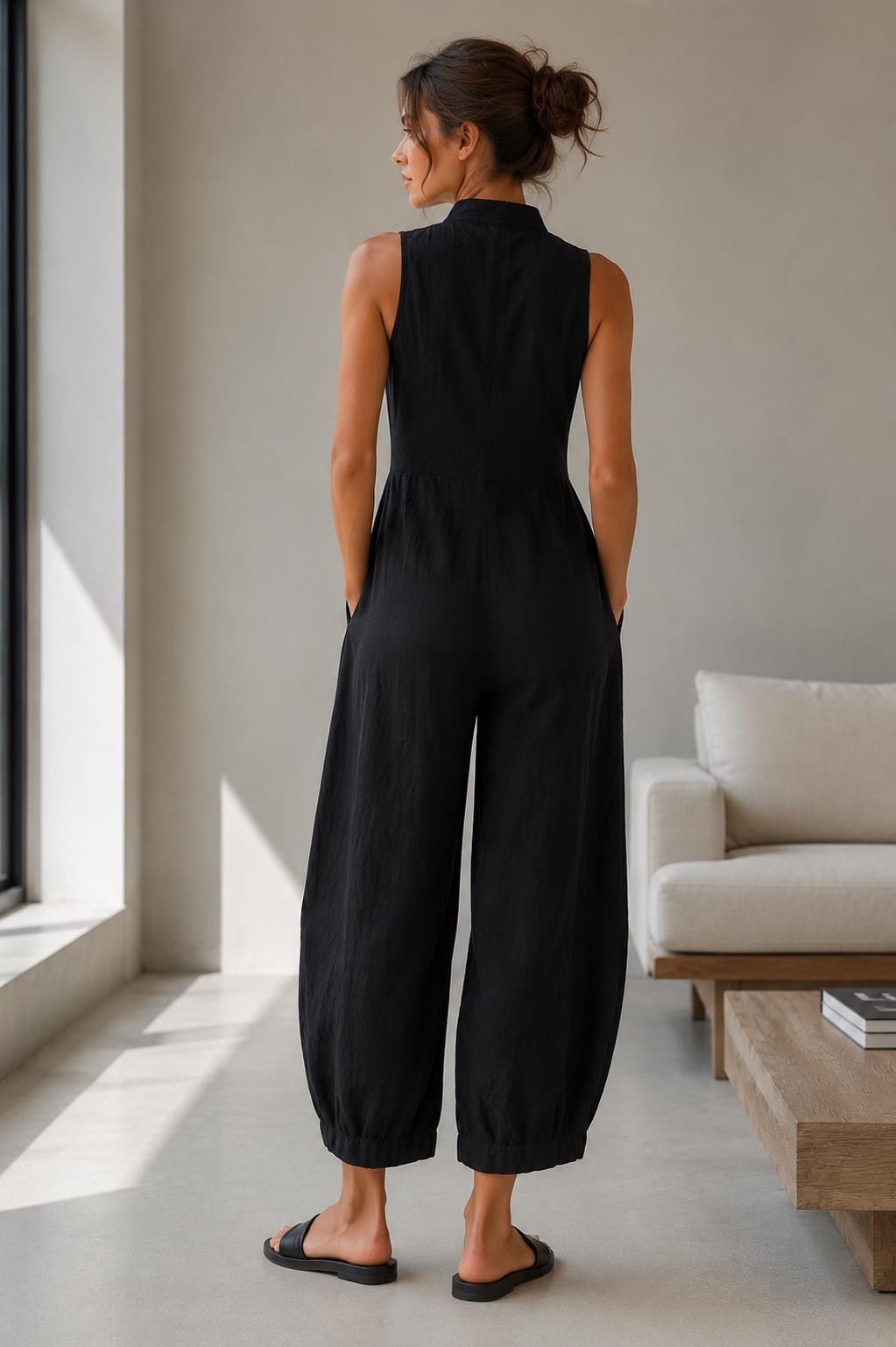 Mono sin mangas para mujer con cuello mao