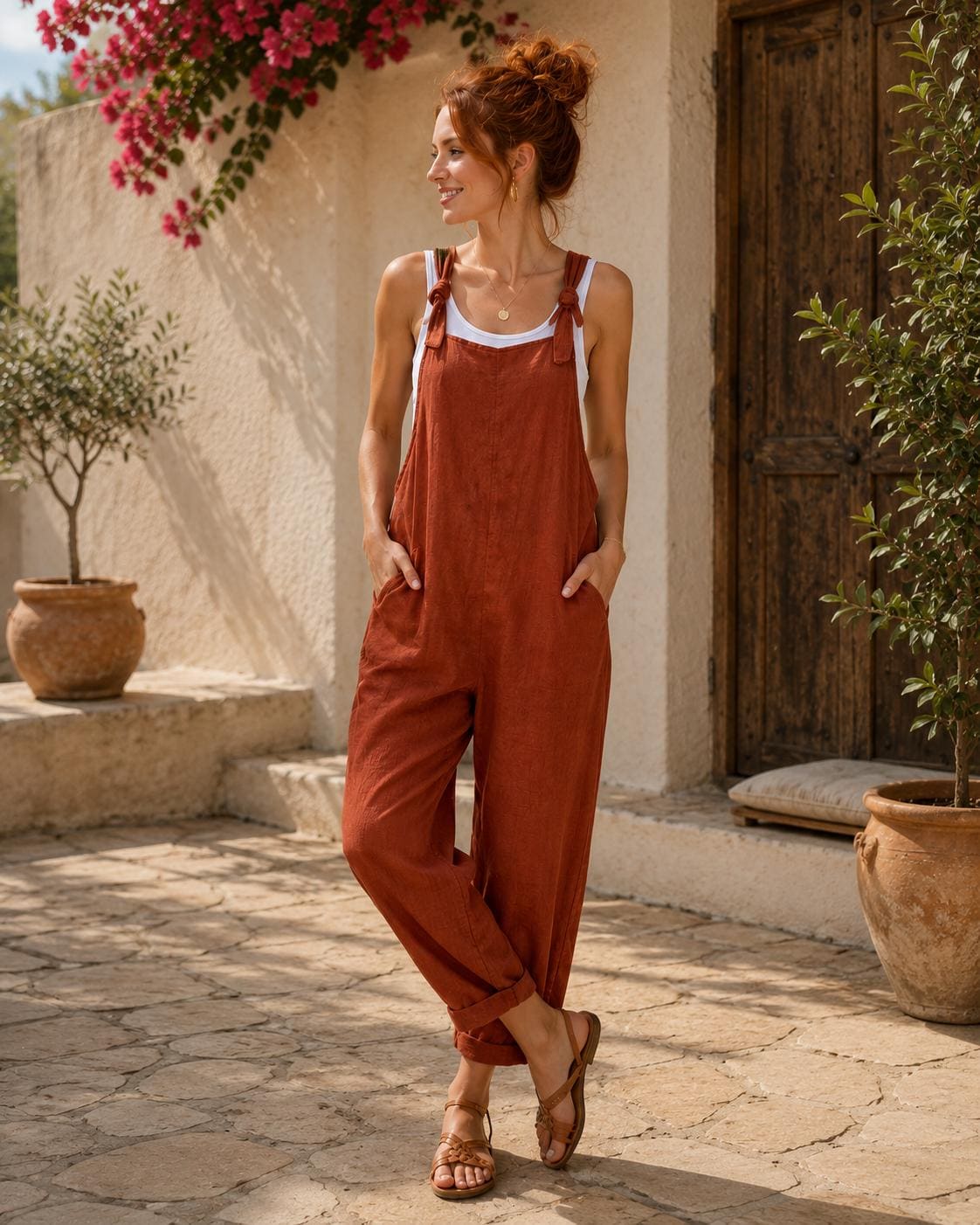 Mono bohemio de lino para mujer.
