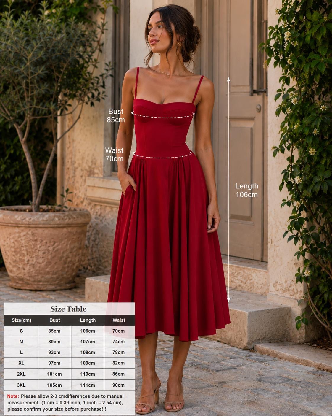 Vestido midi vintage con corsé.