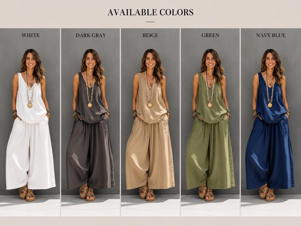 Conjunto de dos piezas chaleco sin mangas y pantalón de pierna ancha