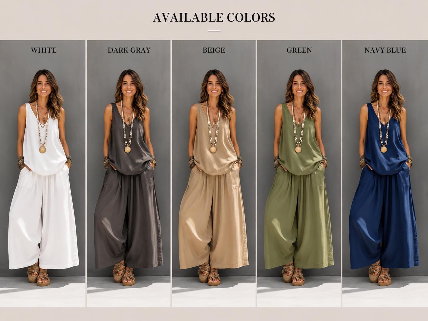 Conjunto de dos piezas chaleco sin mangas y pantalón de pierna ancha