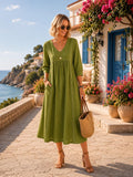 Vestido midi de mezcla de lino