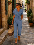 Conjunto de top cruzado y pantalón elegante