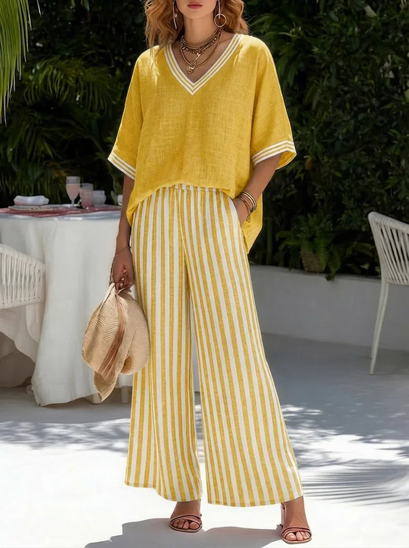 Conjunto de Dos Piezas con Pantalón Palazzo a Raya