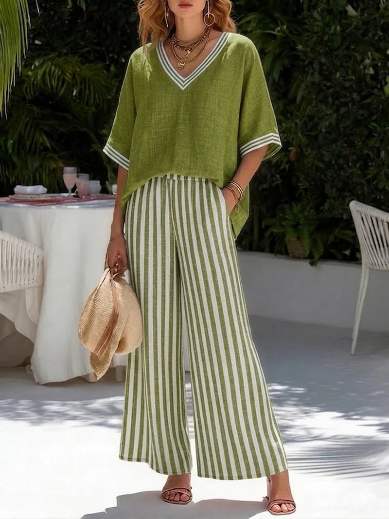 Conjunto de Dos Piezas con Pantalón Palazzo a Raya