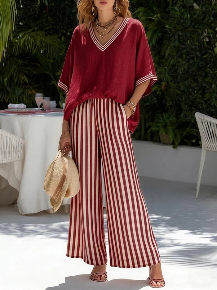 Conjunto de Dos Piezas con Pantalón Palazzo a Raya