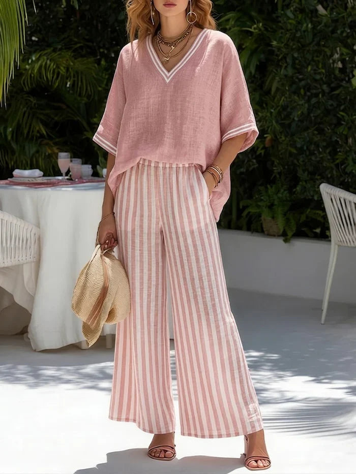 Conjunto de Dos Piezas con Pantalón Palazzo a Raya