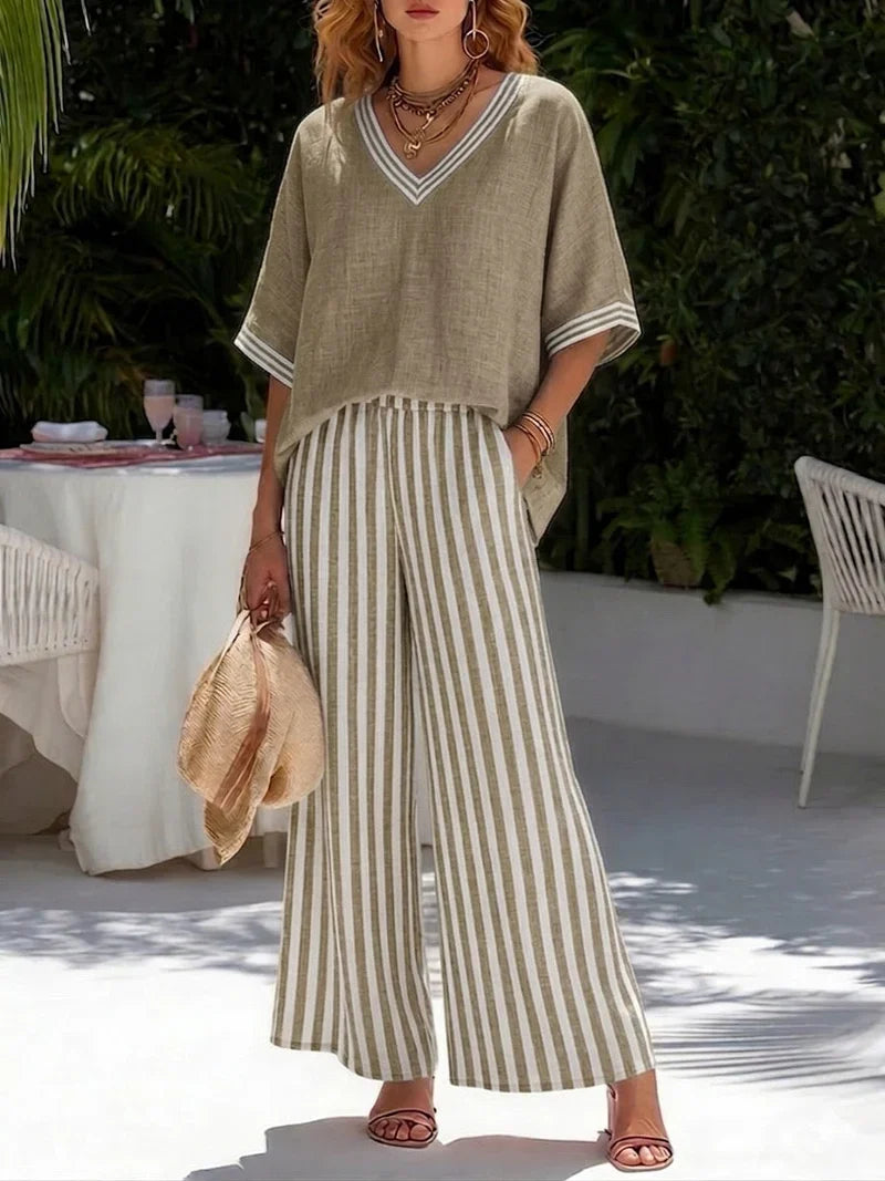 Conjunto de Dos Piezas con Pantalón Palazzo a Raya